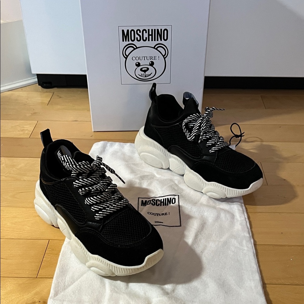Moschino Black Teddy Sneakers size 37. Excellent condition.